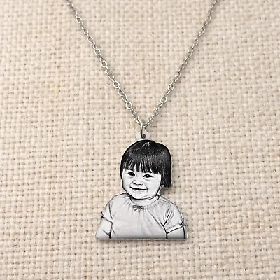 Personalized Photo Necklace Custom Portrait Jewelry Mothers Day Christmas Gifts • $12.99