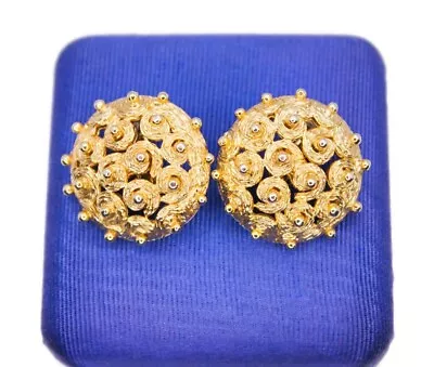 MARCEL BOUCHER Vintage Clip On Earrings Art Deco Style Gold Tone • $45