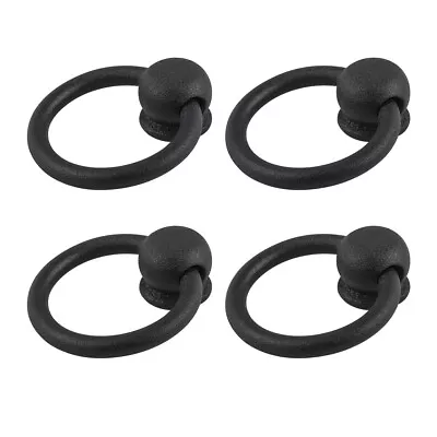 Black Wrought Iron Mission Ring Cabinet Pulls 2  Drop Style Pack Of 4 • $33.24