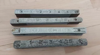 Lot 4 Vintage Folding 3 Lufkin 1 General Rule 1206  1176 901 Steel Metal Ruler • $34.99