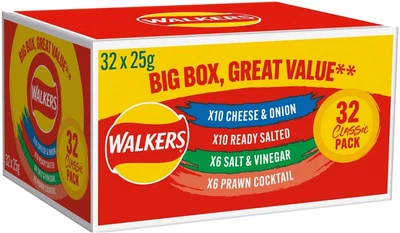 £14.99 • Buy Golden Wonder Fully Flavoured 32 Potato Crisps Packs Mega Value Big Box(32x 25g)