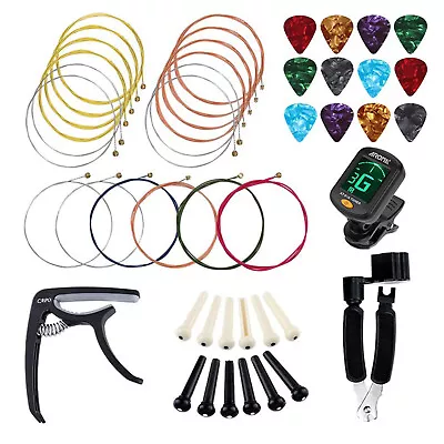 $25.10 • Buy Acoustic Guitar Accessories Set Capo Tuner Guitar Strings Picks Repair Tool Kit