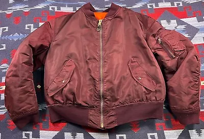 Alpha Industries MA-1 Jacket Flyers Man Intermediate Burgundy Flight Bomber XL • $69.99