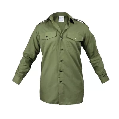 Army Shirt Original British Military Uniform Dress Long Sleeve Olive Green Top • $18.03