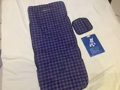 Maclaren Major Elite Seat Liner And Matching Chest Pad  Blue Check • £25