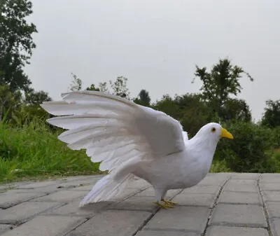 Standing Real Life Dove Model Foam&feather Wings Dove Bird Doll About 30x50cm • $19.59