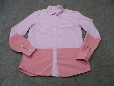 J Crew Shirt Womens 4 Purple Red Long Sleeve Button Up Top Ladies Boy Cotton • $8.48