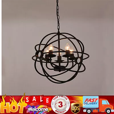 Metal Orb Chandelier Light Globe Cage Ceiling Pendant Lamp Round Hanging Fixture • $39.90