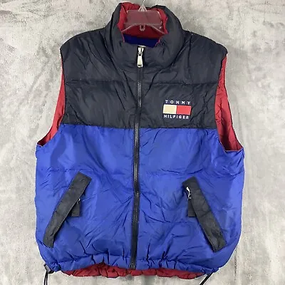 VTG Tommy Hilfiger Puffer Over-Sized Color Block Down Puffer Vest Men Size M • $35.99