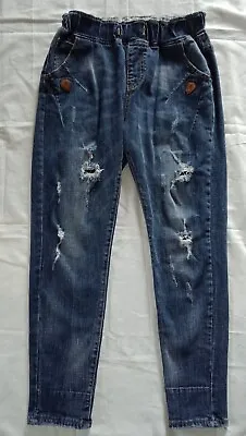 Men Jeans Pull On Stretch Waist Jeans Waist S 14-16 Inches Ripped Knees Size 29  • $19.99