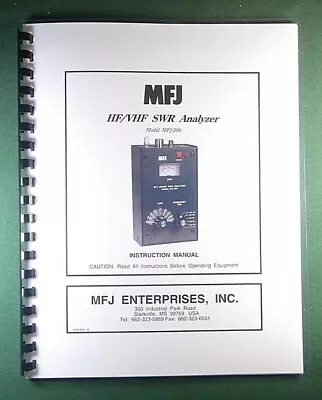 MFJ 209 SWR Analyzer Instruction Manual: W/Clear Protective Covers! • $22.50