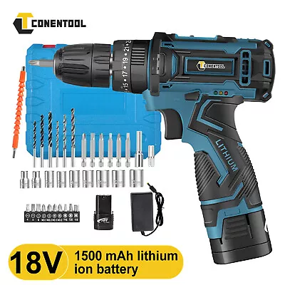 CONENTOOL 18V Cordless Drill Driver 3-in-1 40Nm Hammer Drill Combi + Battery New • £21.99