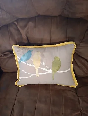 Parakeet Birds On A Limb Decorative Throw Pillow Embroidered Home Decor 15 X12  • $17.99