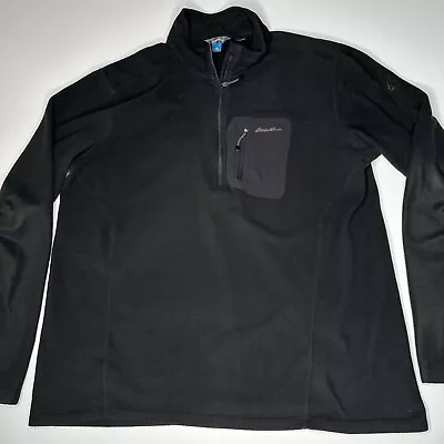 Eddie Bauer First Ascent Mens 1/4 Zip Size Large Tall Black Sweater Fleece LT • $18.55