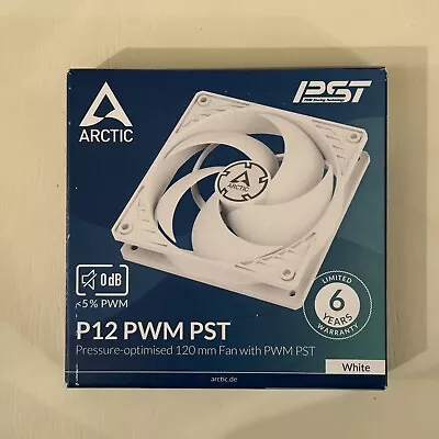 Arctic P12 PWM PST 120mm Case Fan 200-1800 RPM 56.3 CFM 4-Pin White/White • £7.49