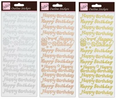 £1.15 • Buy Anita's Mixed Happy Birthday Peel Off Stickers Rose Gold Silver Card Making