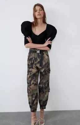 Zara Military Trousers Women Camo Size M New Without Tags • $50