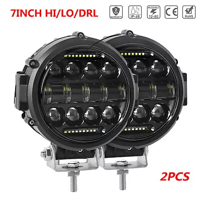 2PCS 7inch LED Driving Lights Spot Flood Beam Round Driving Lamp Offroad SUV ATV • $83.99