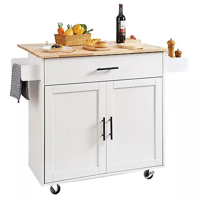 VEVOR 35.4  Kitchen Island Cart Rolling Storage Cabinet Cart With Drawer & Rack • $261.99