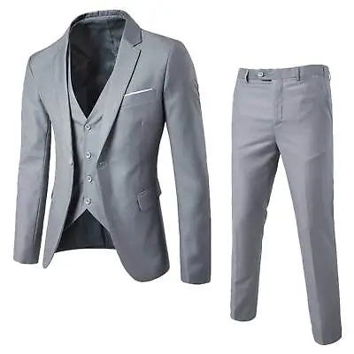 Men's Suits One Button Slim Fit 3-Piece Suit Business Formal Jacket Pants Set • $33.72