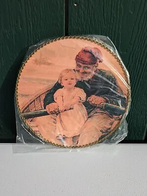 Vtg Gallery Graphics  Rowing A Boat With Grandpa  Round Flue Cover - With Tag • $23
