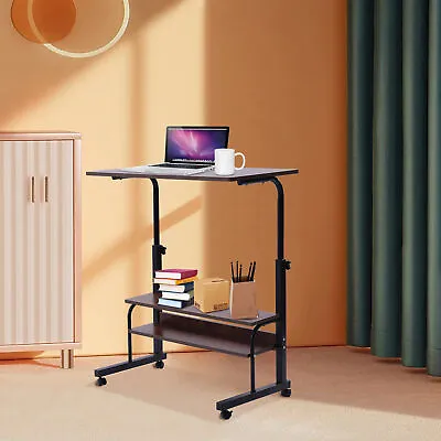 Mobile Side Table Mobile Rolling Laptop Computer Desk Cart Tray Table Adjustable • $48