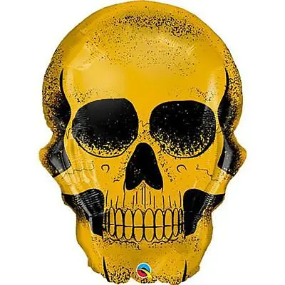 Gold Skull Super Sized Mylar Foil Balloon 36 Inches Halloween Party Supplies New • $8.45