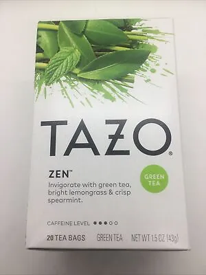£12.01 • Buy Tazo Green Tea Zen 20 Tea Bags Hot Drinks Winter Lemongrass Crisp Spearmint