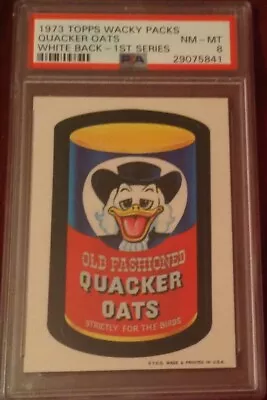 1973 Topps Wacky Packages Quacker Oats PSA 8 NM-MT Series 1 White Back Centered • $74.99