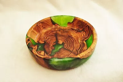 Beautiful Hand Turned Olive Wood And Resin Key/coin Bowl Unique Gift. • £40