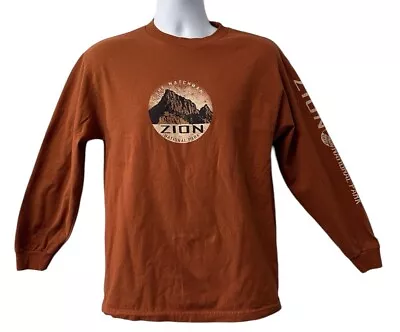 Vintage Zion National Park THE WATCHMAN Shirt Mens Long Sleeve Orange Sz Medium • $9.80