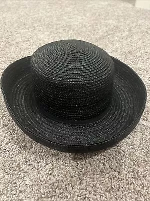 Vintage Betmar New York Rolled Brim Sun Hat Black Straw • $15