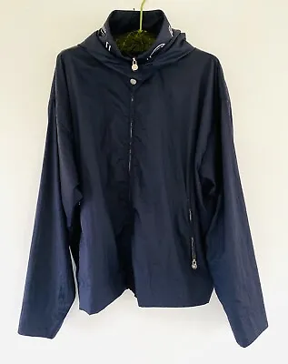$695 • Buy Chanel Vintage Logo Hoodie Navy Blue Street Wear Zip Windbreaker Jacket