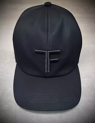 Tom Ford Black Baseball Cap Large (Fits 58-60cm Head) Canvas & Leather RRP £495 • £150