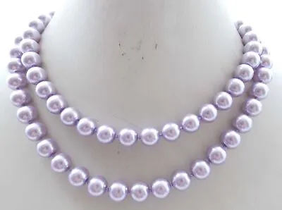 36'' Long 12MM Lilac South Sea Shell Pearl Round Beads Necklace AAA • $9.99