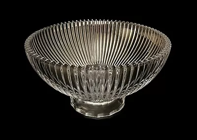 Mikasa Diamond Fire Crystal Footed Serving Bowl 10  Ribbed Bowl Japan • $29.99