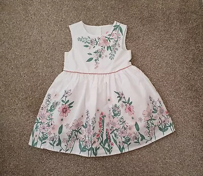 Baby Girls White Floral Dress Age 9-12 Months • £2.50