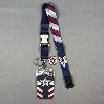 Marvel Captain America Suit Up Lanyard Id Badge With Metal Shield Charm Official • $14.99