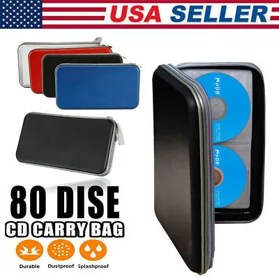 $11.47 • Buy 80 Disc CD DVD Storage Case Zipper Bag Wallet Album Ring Binder W/ Carry Handle