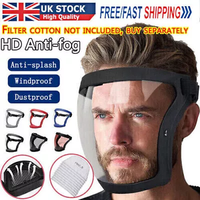 Anti-fog Shield Super Protective Head Cover Transparent Safety Mask Full Face UK • £7.58
