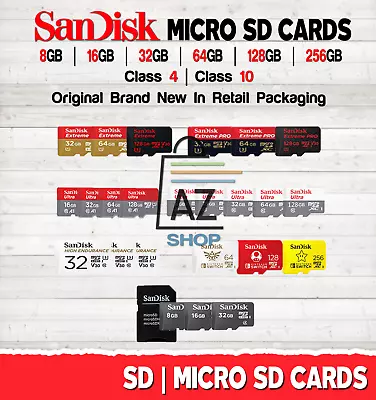 SanDisk MicroSD Micro SD Card 4GB 8GB 16GB 32GB 64GB 128GB 256GB Ultra Lot Fast  • $20.95