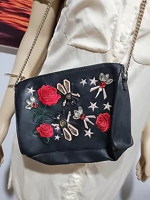 Very Rare Zara Embroidered Bag Clutch Pouch Zip Closure Patchwork #7 • $29.10