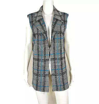 MING WANG Vest Knit Houndstooth Multi Print Top Unique! Size XL - NTSF • $34.90