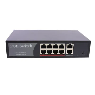 PoE Network Switch 10/100m Power Injector 8 Port + 2 Port Power Over Ethernet • $36.99