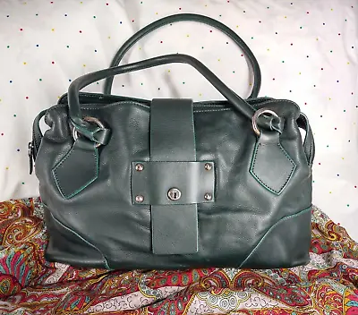 RARE Mauro Governa Women's Carry On Duffle Genuine Leather Dark Green Bag CF • $370