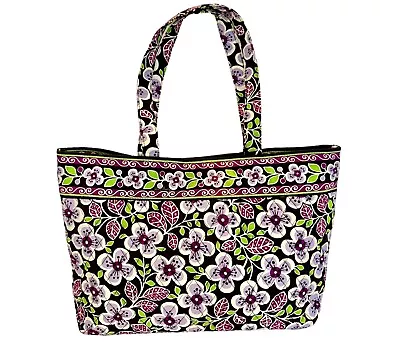 Vera Bradley Large Everyday Tote Bag Plum Petals Retired 2011 Double Handle Snap • $31.99