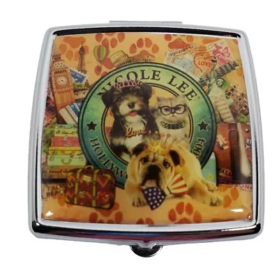 Nicole Lee Pill Or Vitamin Case With Mirrror Box Holder  Dogs And Cat  NWT • $4.99