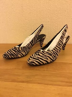 TopShop 'Jazz' Ladies Suede Cone Heel Animal Striped Shoes. Uk Size 9 EU42 BNIB • £22.50