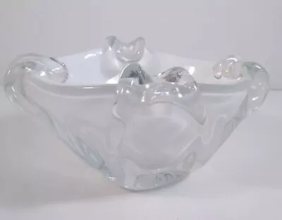 Vtg Art Glass Ashtray Murano Style FRATELLI TOSO White Heavy Polished Bottom  • $45