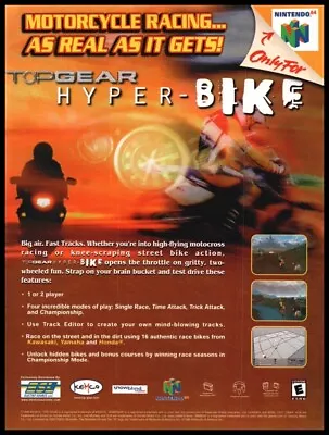 Top Gear Hyper Bike 1999 Nintendo-print Ad/ Mini-poster-Game Roomman Cave Art • $14.97